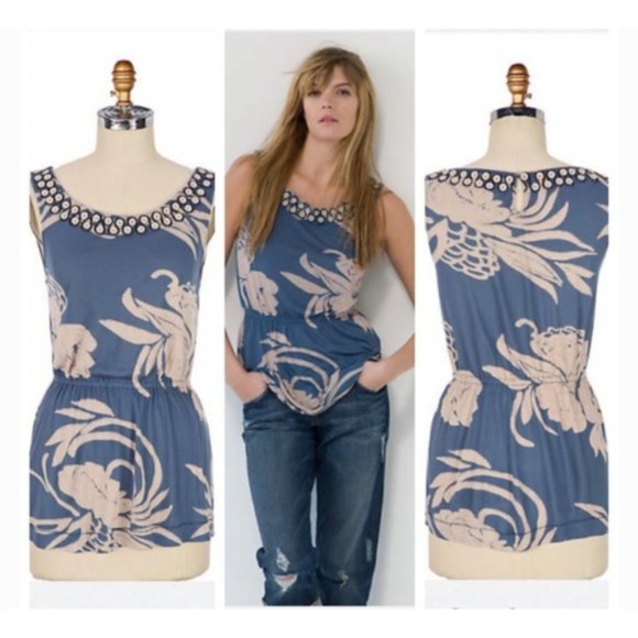 Anthropologie Ric Rac Button Neckline Top - Picture 13 of 16